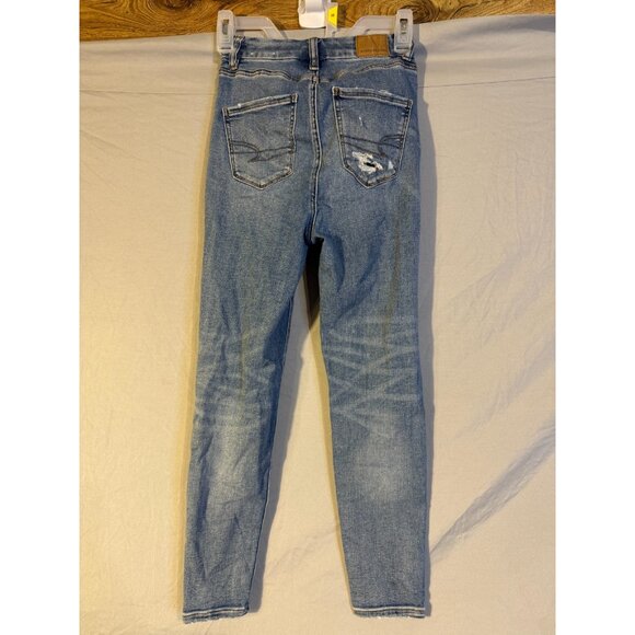 American Eagle Womens Juniors Jeans Distressed Destroyed SIze 00 Short Petite - Picture 3 of 4